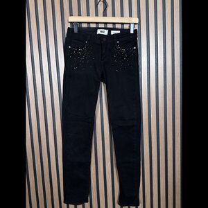 Paige Jeans 26 Womens Black Skyline Ankle Peg Embellished Studs Low Rise Denim